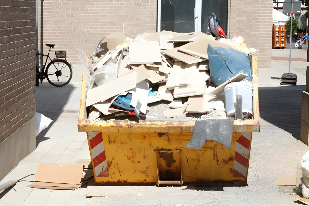 Construction waste skip ready for collection